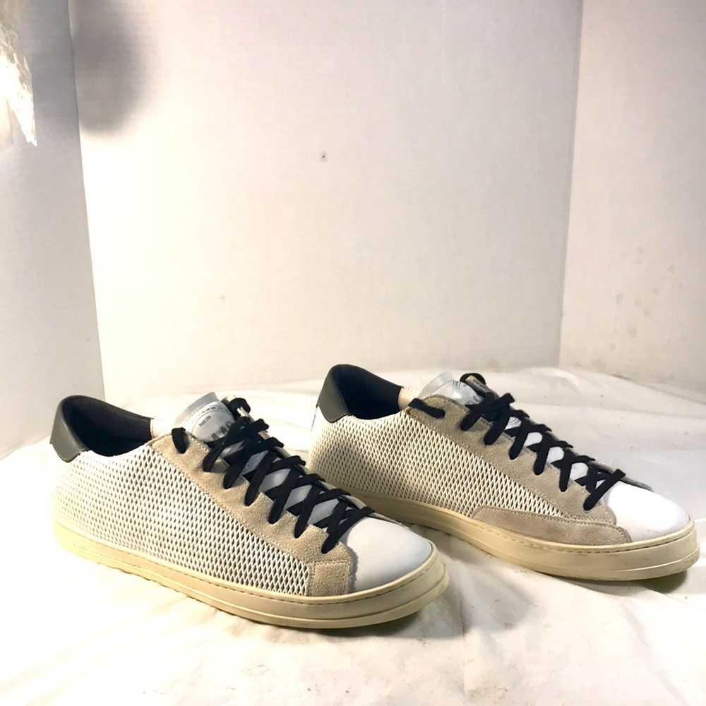 P448 John Womens White Net Mesh Suede Leather Italian Recycled Materials Sneaker